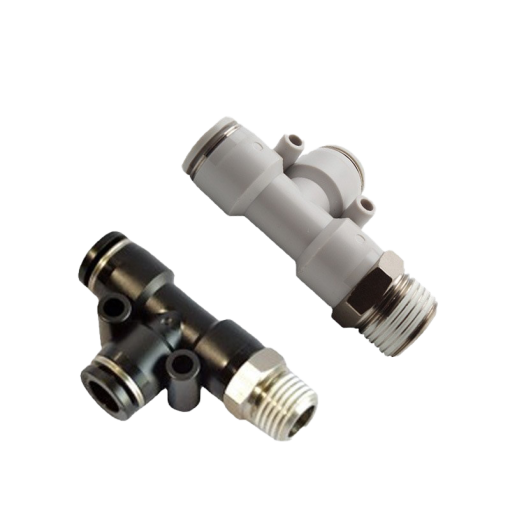 PED14 03 Nối nhanh tê ren ngoài Airtac (PED14-03 Màu trắng) - Ảnh 2