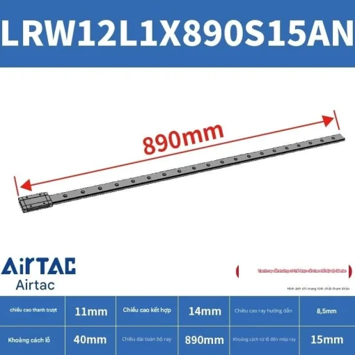 Ray trượt tuyến tính mini bản rộng LRW12L1X890S15AN - Ảnh 2