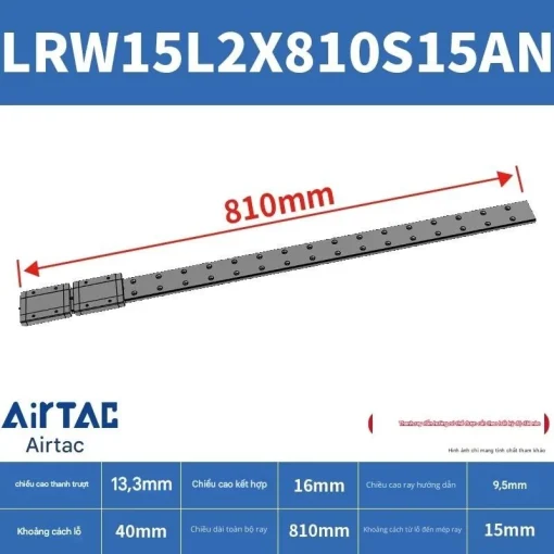 Ray trượt tuyến tính mini bản rộng LRW15L2X810S15AN - Ảnh 2