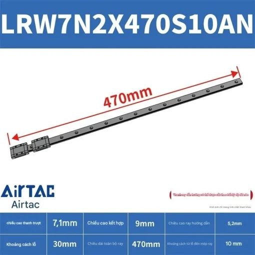 Ray trượt tuyến tính mini bản rộng LRW7N2X470S10AN - Ảnh 2
