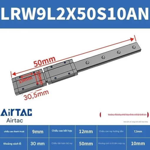 Ray trượt tuyến tính mini bản rộng LRW9L2X50S10AN - Ảnh 2