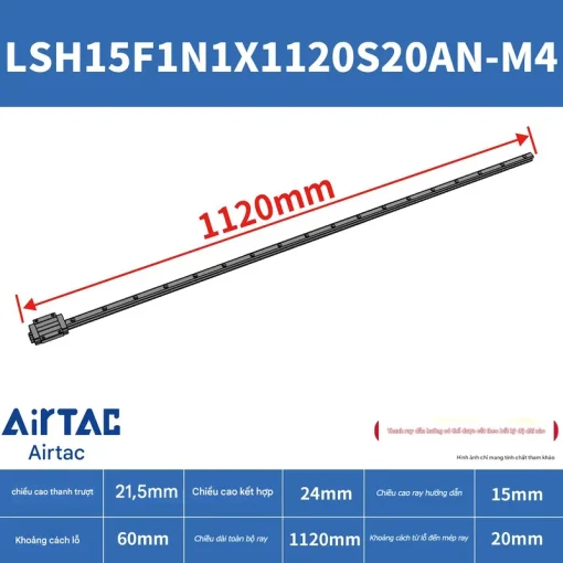 Ray trượt vuông tiêu chuẩn LSH15F1N1X1120S20AN-M4 - Ảnh 2