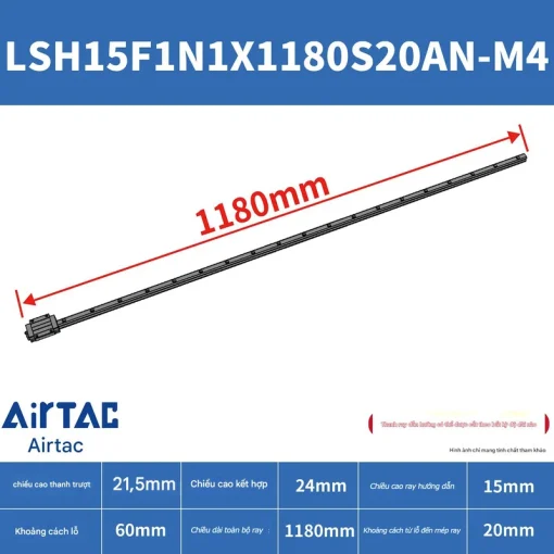 Ray trượt vuông tiêu chuẩn LSH15F1N1X1180S20AN-M4 - Ảnh 2