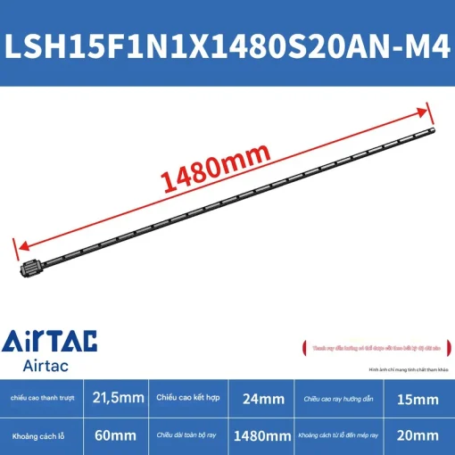 Ray trượt vuông tiêu chuẩn LSH15F1N1X1480S20AN-M4 - Ảnh 2