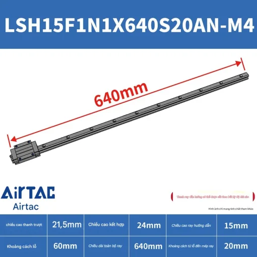 Ray trượt vuông tiêu chuẩn LSH15F1N1X640S20AN-M4 - Ảnh 2