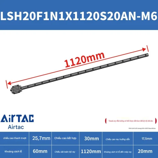 Ray trượt vuông tiêu chuẩn LSH20F1N1X1120S20AN-M6 - Ảnh 2