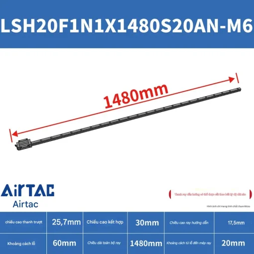 Ray trượt vuông tiêu chuẩn LSH20F1N1X1480S20AN-M6 - Ảnh 2