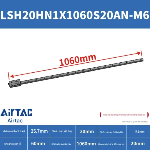 Ray trượt vuông tiêu chuẩn LSH20HN1X1060S20AN-M6 - Ảnh 2