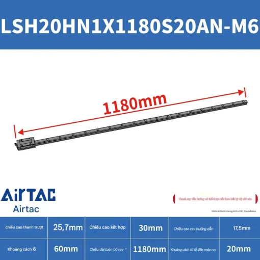 Ray trượt vuông tiêu chuẩn LSH20HN1X1180S20AN-M6 - Ảnh 2