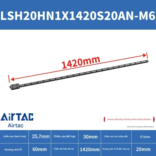 Ray trượt vuông tiêu chuẩn LSH20HN1X1420S20AN-M6 - Ảnh 2