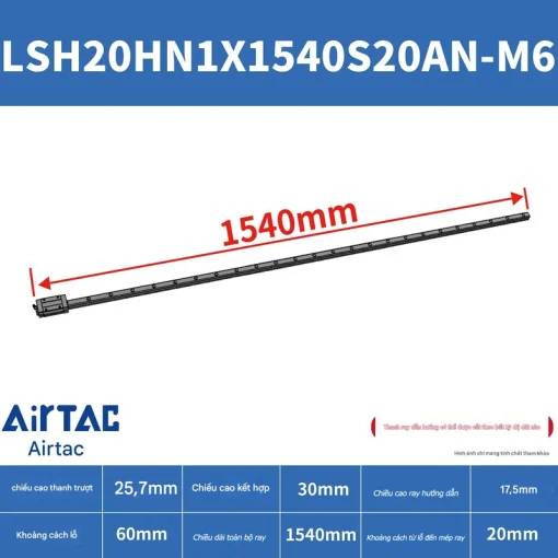 Ray trượt vuông tiêu chuẩn LSH20HN1X1540S20AN-M6 - Ảnh 2