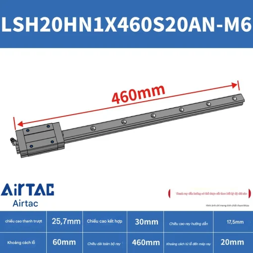 Ray trượt vuông tiêu chuẩn LSH20HN1X460S20AN-M6 - Ảnh 2
