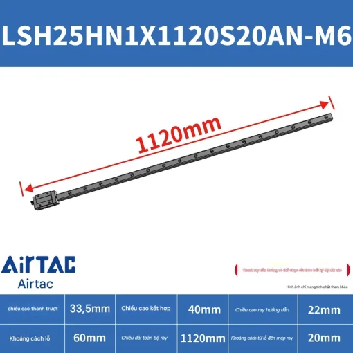 Ray trượt vuông tiêu chuẩn LSH25HN1X1120S20AN-M6 - Ảnh 2