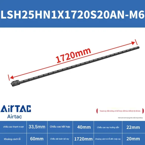 Ray trượt vuông tiêu chuẩn LSH25HN1X1720S20AN-M6 - Ảnh 2