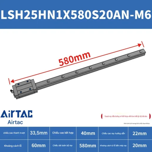 Ray trượt vuông tiêu chuẩn LSH25HN1X580S20AN-M6 - Ảnh 2