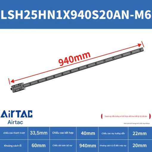 Ray trượt vuông tiêu chuẩn LSH25HN1X940S20AN-M6 - Ảnh 2