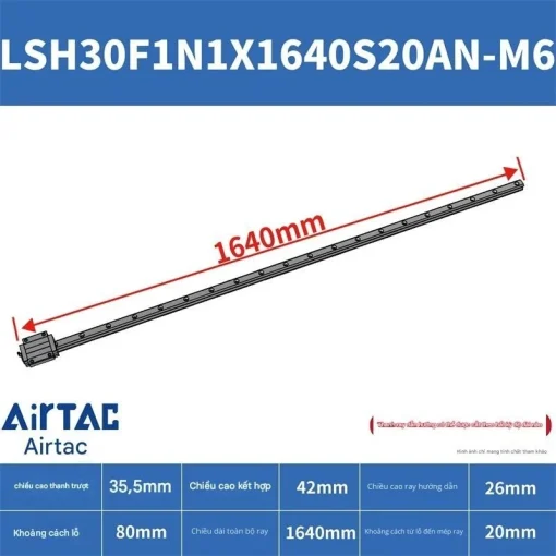 Ray trượt vuông tiêu chuẩn LSH30F1N1X1640S20AN-M6 - Ảnh 2