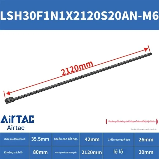 Ray trượt vuông tiêu chuẩn LSH30F1N1X2120S20AN-M6 - Ảnh 2