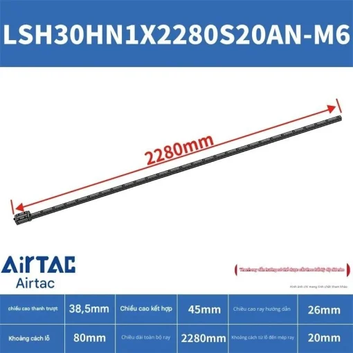 Ray trượt vuông tiêu chuẩn LSH30HN1X2280S20AN-M6 - Ảnh 2