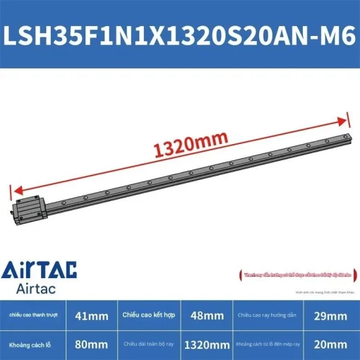 Ray trượt vuông tiêu chuẩn LSH35F1N1X1320S20AN-M6 - Ảnh 2