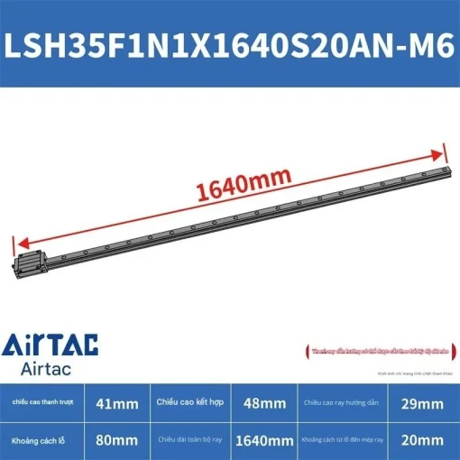Ray trượt vuông tiêu chuẩn LSH35F1N1X1640S20AN-M6 - Ảnh 2