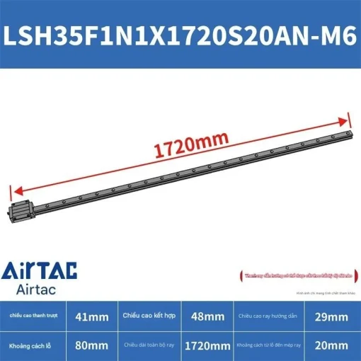 Ray trượt vuông tiêu chuẩn LSH35F1N1X1720S20AN-M6 - Ảnh 2