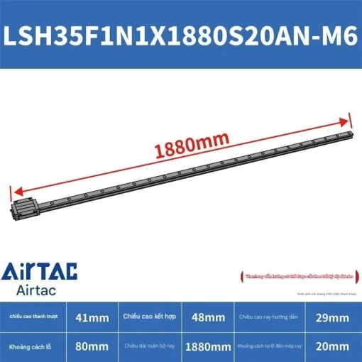 Ray trượt vuông tiêu chuẩn LSH35F1N1X1880S20AN-M6 - Ảnh 2