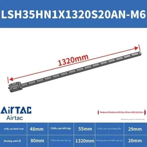 Ray trượt vuông tiêu chuẩn LSH35HN1X1320S20AN-M6 - Ảnh 2