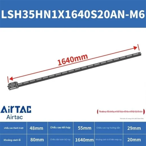 Ray trượt vuông tiêu chuẩn LSH35HN1X1640S20AN-M6 - Ảnh 2