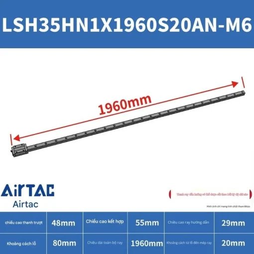 Ray trượt vuông tiêu chuẩn LSH35HN1X1960S20AN-M6 - Ảnh 2