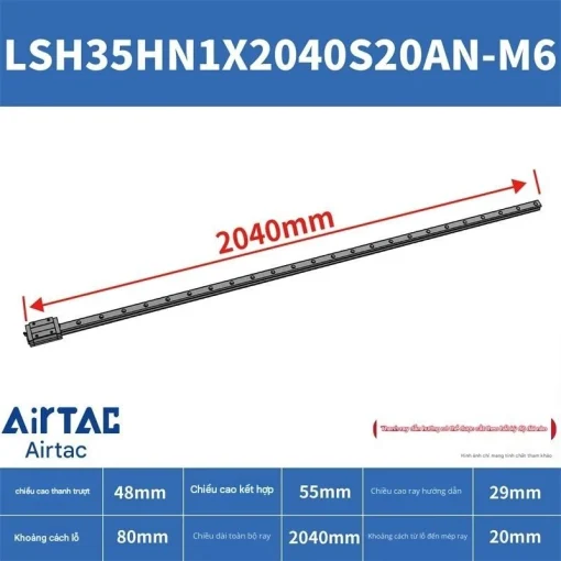 Ray trượt vuông tiêu chuẩn LSH35HN1X2040S20AN-M6 - Ảnh 2