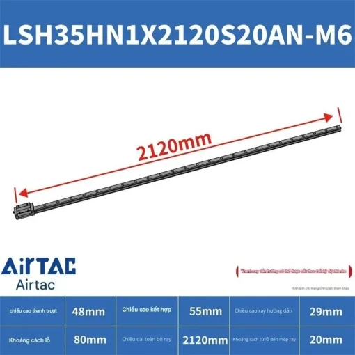 Ray trượt vuông tiêu chuẩn LSH35HN1X2120S20AN-M6 - Ảnh 2