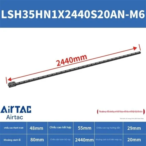 Ray trượt vuông tiêu chuẩn LSH35HN1X2440S20AN-M6 - Ảnh 2