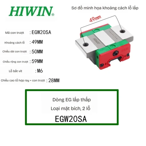 Ray trượt đơn EGW20SA - Ảnh 2