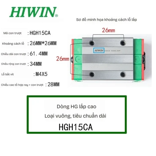 Ray trượt dẫn hướng HGH15CA - Ảnh 2