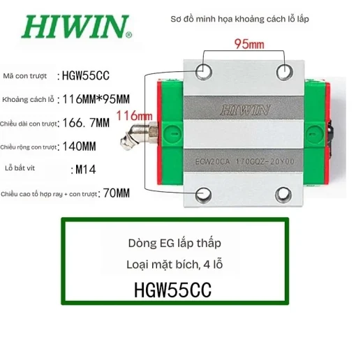 Ray trượt dẫn hướng HGW55CC - Ảnh 2