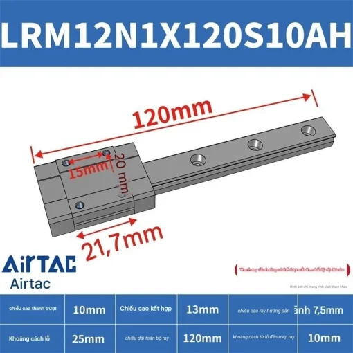 Ray trượt tiêu chuẩn LRM12N1X120S10AH - Ảnh 2