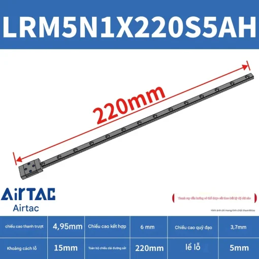 Ray trượt tiêu chuẩn LRM5N1X220S5AH - Ảnh 2