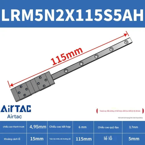 Ray trượt tiêu chuẩn LRM5N2X115S5AH - Ảnh 2