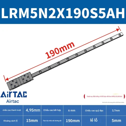 Ray trượt tiêu chuẩn LRM5N2X190S5AH - Ảnh 2