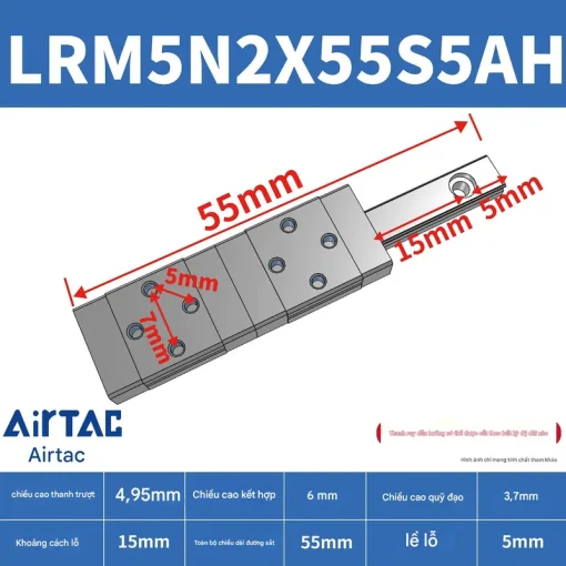 Ray trượt tiêu chuẩn LRM5N2X55S5AH - Ảnh 2