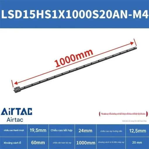 Ray trượt ngắn LSD15HS1X1000S20AN-M4 - Ảnh 2