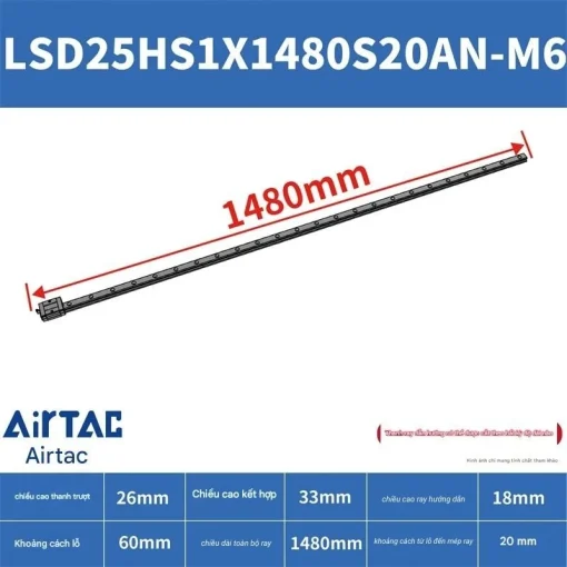 Ray trượt ngắn LSD25HS1X1480S20AN-M6 - Ảnh 2