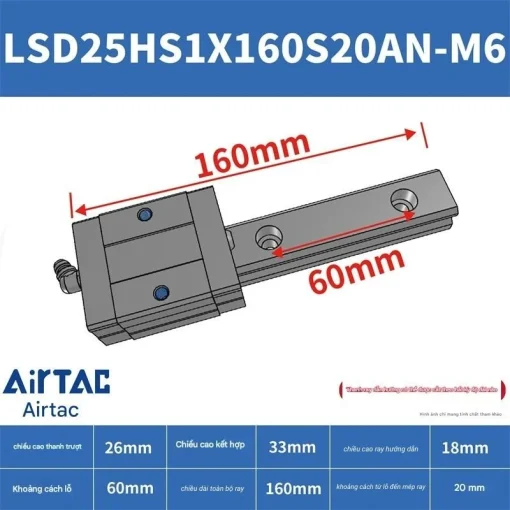 Ray trượt ngắn LSD25HS1X160S20AN-M6 - Ảnh 2