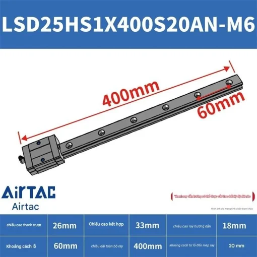Ray trượt ngắn LSD25HS1X400S20AN-M6 - Ảnh 2