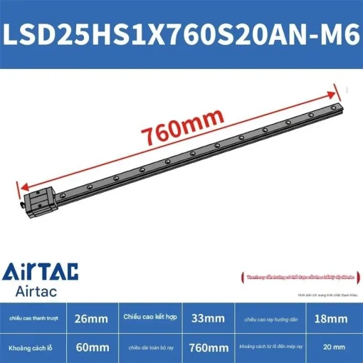 Ray trượt ngắn LSD25HS1X760S20AN-M6 - Ảnh 2