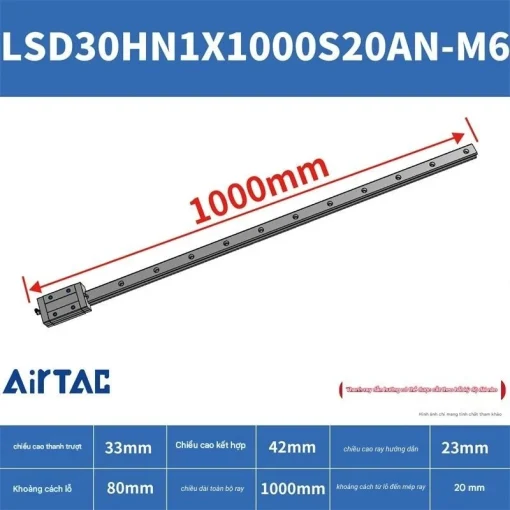 Ray trượt tiêu chuẩn LSD30HN1X1000S20AN-M6 - Ảnh 2