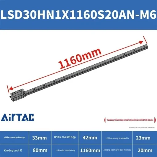 Ray trượt tiêu chuẩn LSD30HN1X1160S20AN-M6 - Ảnh 2
