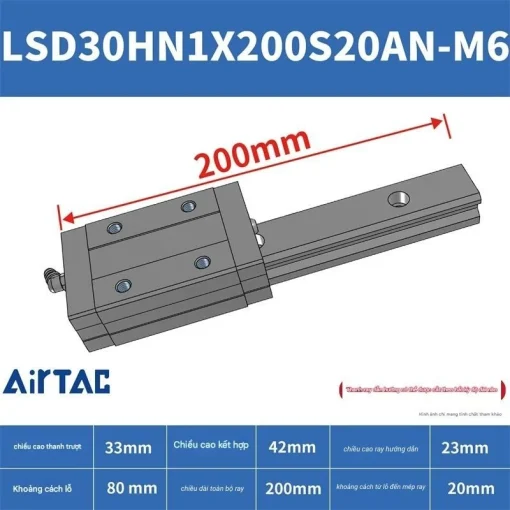 Ray trượt tiêu chuẩn LSD30HN1X200S20AN-M6 - Ảnh 2