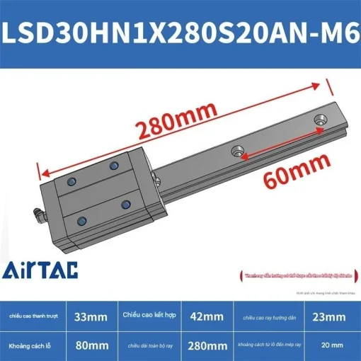 Ray trượt tiêu chuẩn LSD30HN1X280S20AN-M6 - Ảnh 2